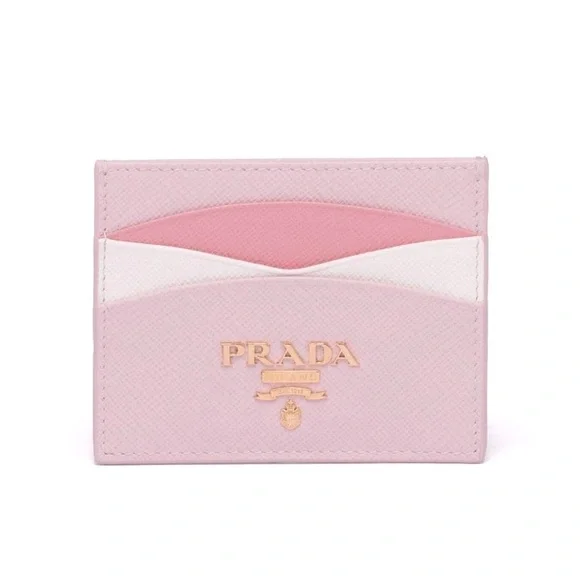🆕 Authentic Prada Pink Saffiano Leather Credit Card Holder Wallet